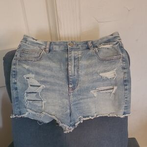 American Eagle Outfitters Blue Jean Shorts Distressed High-Waisted